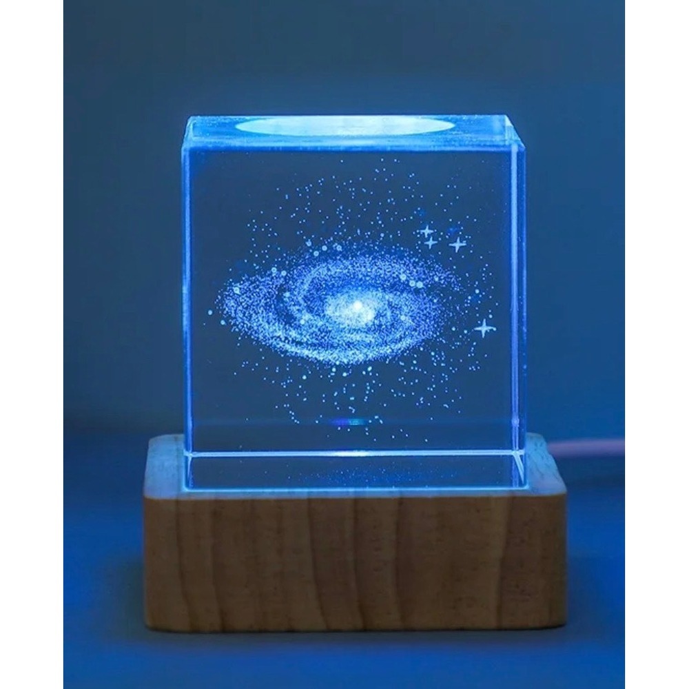 West & Arrow Crystal Cube Light Clear Excellent 3D Milky Way Galaxy New